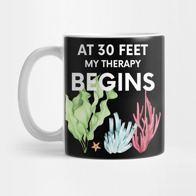 "my therapy begins at 30 feet" funny text for diving lover by in leggings